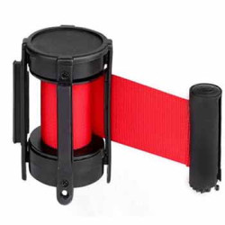 Barriera retrattile per montaggio a parete | Nero-Rosso | 2m & 3m