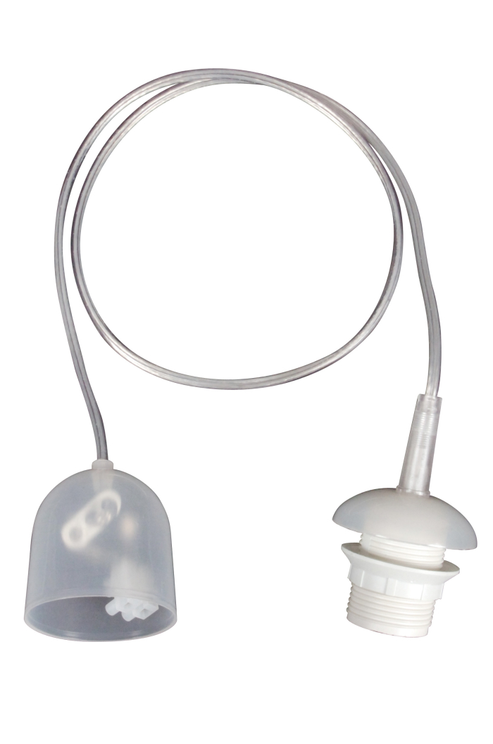 Skruvkapslad pendel, plast, klar, 1xE27 |60W, IP20