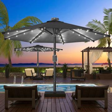 SUN MARINO | Parasol | Rond | Ø 300 cm | Noir | LED