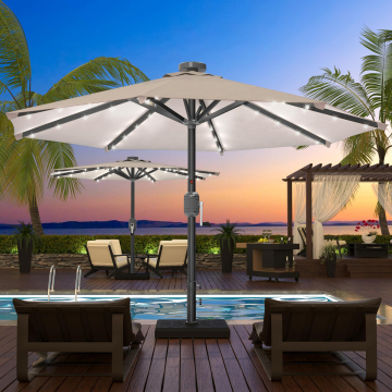 SUN MARINO | Sonnenschirm | Rund | Ø 300 cm | Taupe | LED