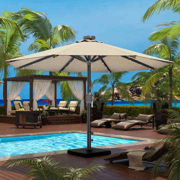 SUN MARINO | Parasol | LED | Rond | Ø3m | Taupe 