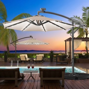 SUNSET | Parasol | LED | Ø3m | Taupe | +support & housse