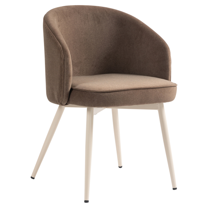 Antonella | Hotel Stoel | Bruin | Fluweel | Wit Frame