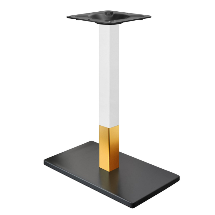 MADRID | Structure de table haute de style bistro | Noir/Blanc/Or | Hauteur : 105 cm | Colonne : 6 x 6 cm | Plateau : 40 x 70 cm