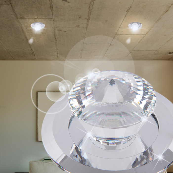 Cristal verre plafond Ø55mm | LED | chrome | spot encastrable plafond