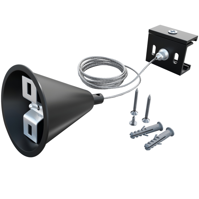 Kit de suspensión para paneles | Estructura | 150cm | Negro | 3 fases