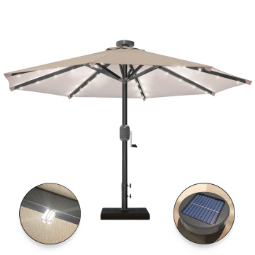 SUN MARINO | Sonnenschirm | Rund | Ø 300 cm | Taupe | LED