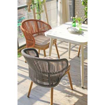 NANCY | Bistro Terrassen Stuhl | Taupe | + Sitzkissen Taupe | Holz Optik