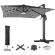 SUN LUIS | Parasoll | Torget | B: D 300 x 300 cm | Svart | LED | + Stativ, dreibar base og etui