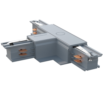 T Lighting Track Connector | Feeder / Flush mount | Light grey | 110V - 415V | 3 phases
