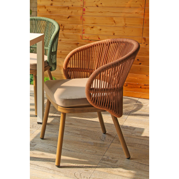 NANCY | Bistro Terrassen Stuhl | Orange | Holz Optik