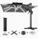 SUN PIETRO | Parasoll | Torget | B: D 300 x 300 cm | Svart | LED | + Stativ, dreibar base og etui