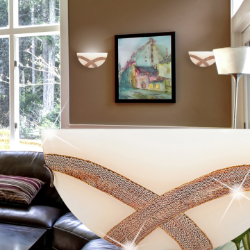 Wand Leuchte Ø300mm | Klassisch | Bronze | Glas | Lampe Halbrund Klassik Wandlampe Wandleuchte