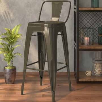 CALIFORNIA | Tolix Bar Stool | Rust Matt | Metal | + backrest