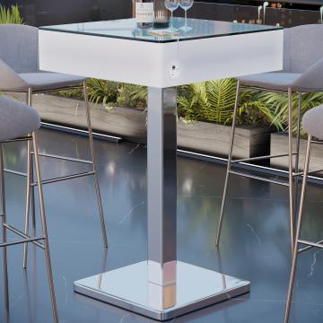 COOZY | LED Club Stehtisch | B:T:H 70 x 70 x 115 cm | RGB | Akku | Quadratisch