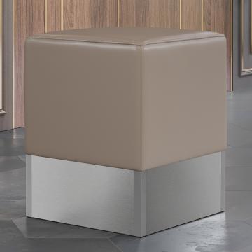 CUBO | Restaurant Poef | Taupe | Leer