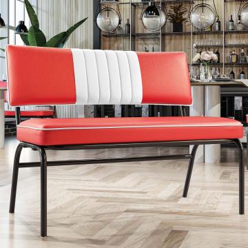DINER | American Diner Bench | Red | Striped | W:H 110 x 48 cm | Striped