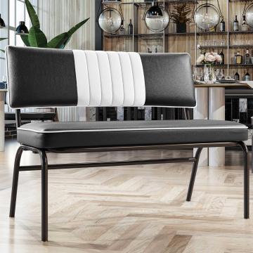 DINER | American Diner Bench | Black | Striped | W:H 110 x 48 cm | Striped