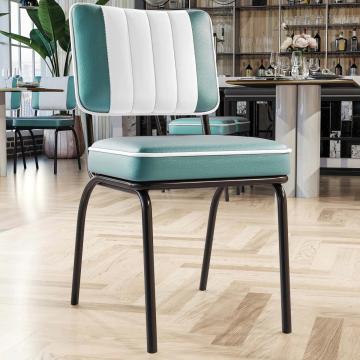 DINER STEEL BLACK | Retro Diner Stoel | Turquoise | Leer