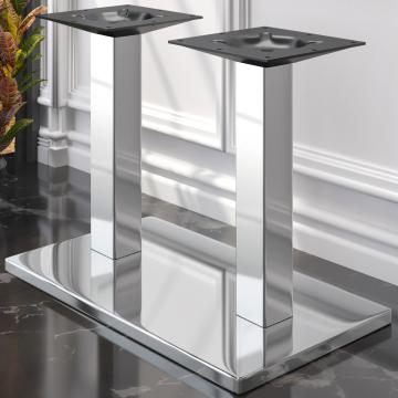 MADRID | Pied de table double bistrot | Acier inoxydable | L:P 40 x 70 cm | Colonne : 6 x 72 cm