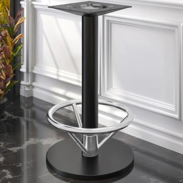 NIZZA FOOT | Telaio del tavolo da bar bistrot | Nero | Piede: Ø 50 cm | Colonna: 7,6 x 105 cm | con anello per i piedi