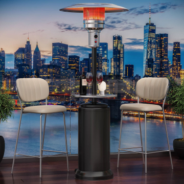 ABBEY | Gas Patio Heater | 2,2m | Black | 12kW | + table