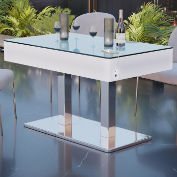 COOZY | Tavolo da cocktail a LED | L:P:H 120 x 70 x 76 cm | RGB | Batteria | Rettangolare
