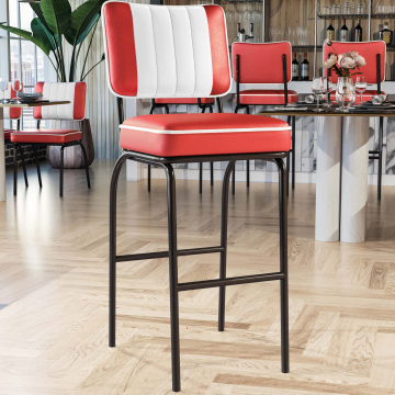 DINER | Diner Barhocker | Rot | Leder