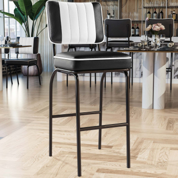 DINER | Diner Barhocker | Schwarz | Leder