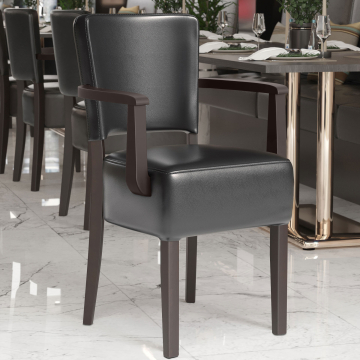 LUCA ARM | Restaurantstoel | Zwart | Leer