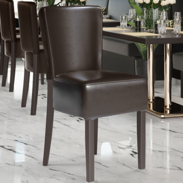 LUCA FULL | Restaurantstoel | Donkerbruin | Leer