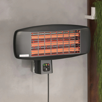XAVIER | Terrassevarmer vegghengt | Svart | 2000W | 3 varmetrinn