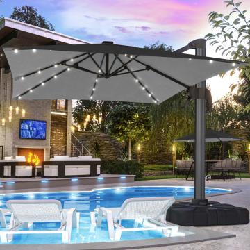 SUN LUIS | Parasol | Vierkant | B:D 300 x 300 cm | Zwart | LED