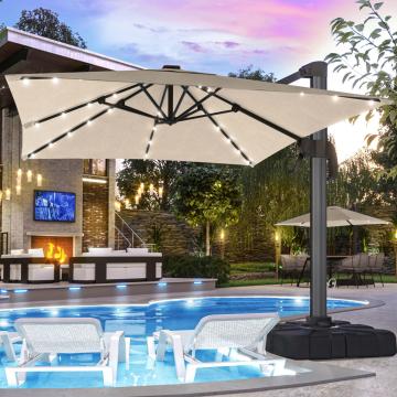 SUN LUIS | Parasol | Vierkant | B:D 300 x 300 cm | Taupe | LED
