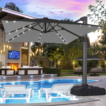 SUN LUIS | Parasol | Firkantet | B:D 300 x 300 cm | Sort | LED