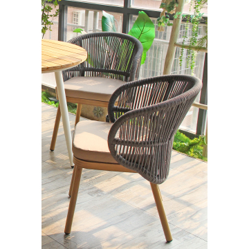 NANCY | Bistro Terrassen Stuhl | Dunkel Grau | Holz Optik