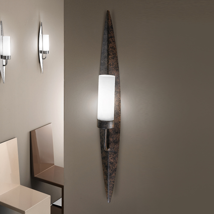 Torchiere vägglampa Ø75mm | Antik | Brun | Rost | Glas | Metall