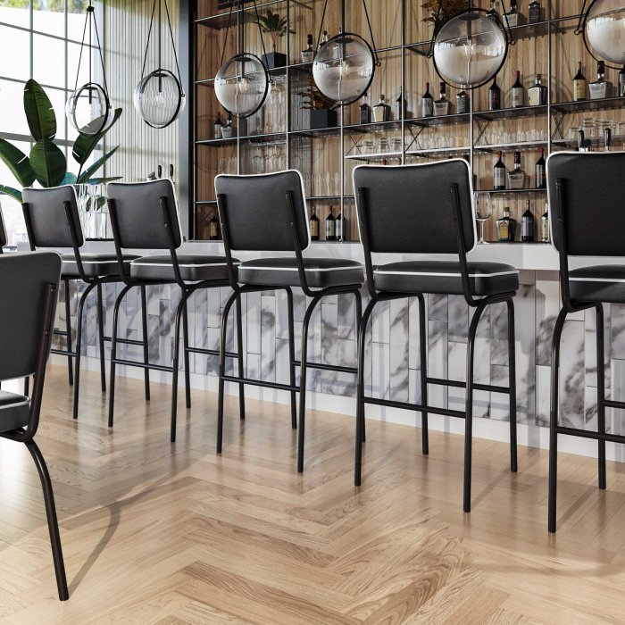 DINER | Diner Barhocker | Schwarz | Leder DINER | Diner Barhocker | Schwarz | Leder