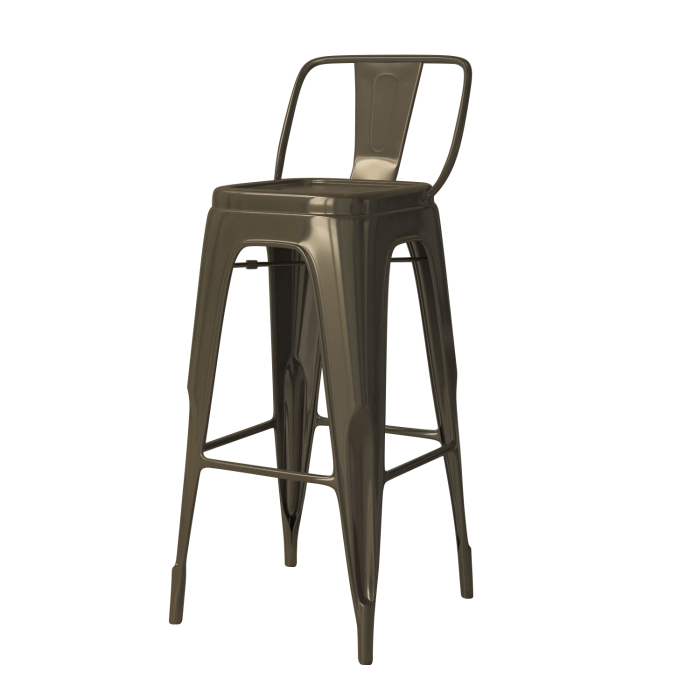 CALIFORNIA | Tabouret de bar Tolix | Grille Mat | Métal | + dossier