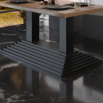 Pyramide | Base per tavolo bistrot doppia | Nero | L:P 40 x 73 cm | Colonna: 8 x 40 cm