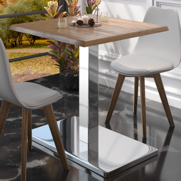 MADRID | Pieds de Table Bistrot | Acier inoxydable | Pied : 40 x 70 cm | Colonne : 8 x 72 cm
