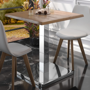 MADRID | Pieds de Table Bistrot | Acier inoxydable | Pied : 50 x 50 cm | Colonne : 8 x 72 cm