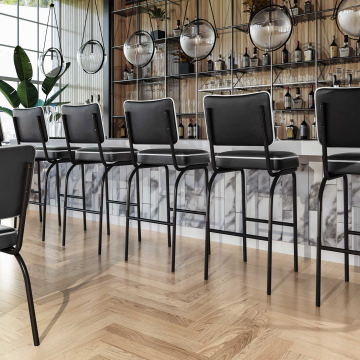 DINER | Tabouret de bar Diner | Noir | Cuir