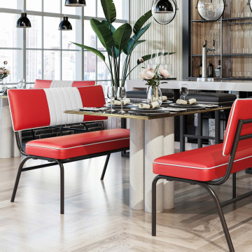 DINER | Banc de diner | Rouge | Rayé | L:H 110 x 48 cm | Rayé