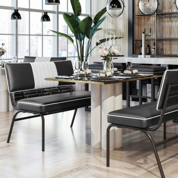 DINER | Banc de diner | Noir | Rayé | L:H 110 x 48 cm | Rayé