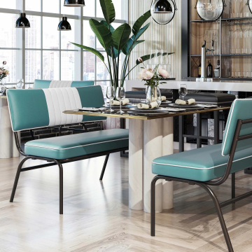 DINER | Banc de diner | Turquoise | Rayé | L:H 110 x 48 cm | Rayé