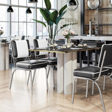 DINER STEEL CHROME | Chaise diner 50’s | Noir | Cuir