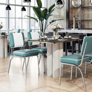 DINER STEEL CHROME | Chaise diner 50’s | Turquoise | Cuir