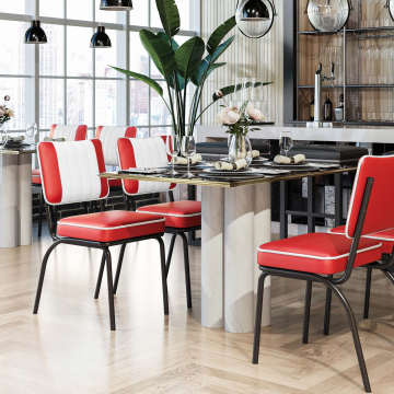 DINER STEEL BLACK | Chaise diner 50’s | Rouge | Cuir