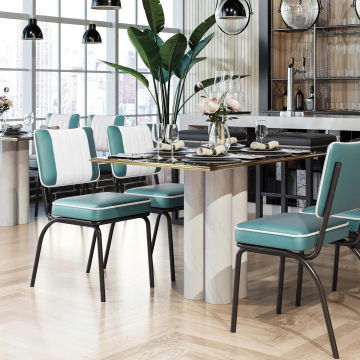 DINER STEEL BLACK | Chaise diner 50’s | Turquoise | Cuir